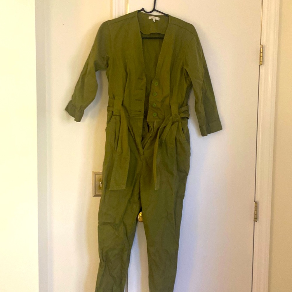 Joie army green jumpsuit with belt